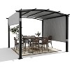 Outdoor Arched Pergola, Metal Pergola with Retractable Canopy, Arched Style Gazebos for Backyard, Lawn, Patios，Khaki/ Gray - 4 of 4