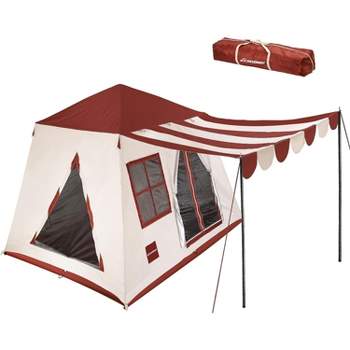 EchoSmile 5-Person Black and Orange Pop Up Camping Tent