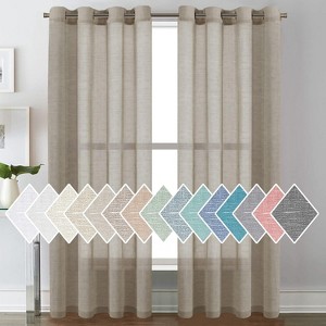Natural Linen Blended Semi-Sheer Curtains Privacy Assured with Nickel Grommet for Living Room - 1 of 4