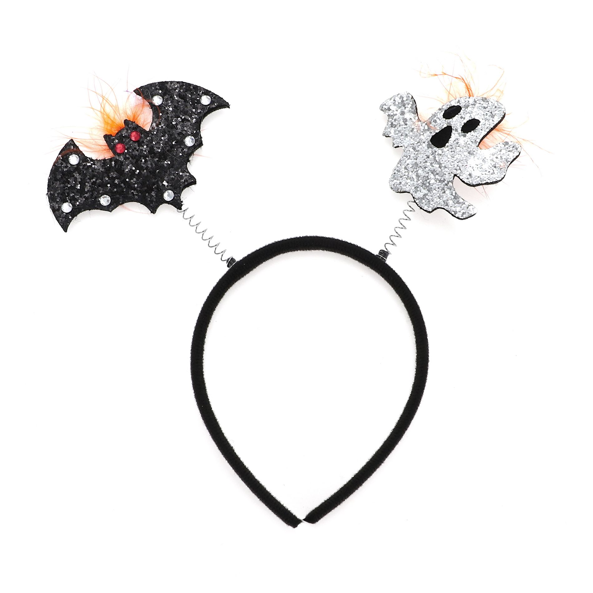 Unique Bargains Halloween Novelty Bat Pattern Headband 4.72" Diameter Black Orange 1 Pc