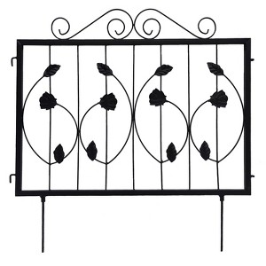 Decorative Garden Fence 24in H x 11ft 10in L - Rustproof Metal Landscape Border, No Dig Pet Barrier for Yard, Flower Bed & Outdoor Decor, Black - 1 of 4