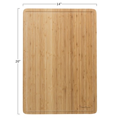 Extra-Large Light Brown Bamboo Cutting Board with Juice Groove