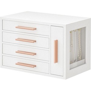 Wooden Jewelry Organizer with Transparent Window, 4-Layer Jewelry Organizer Box - 1 of 4