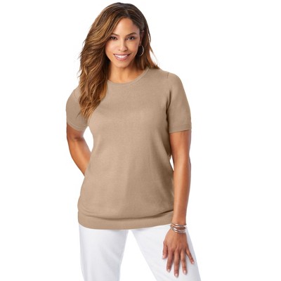 Jessica London Women's Plus Size Fine Gauge Crewneck Shell