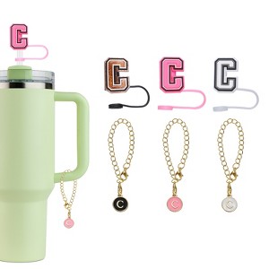 Unique Bargains Silicone Leak Reusable with Straw Cover Cap Letter Charm Accessories 6 Pcs - 1 of 4