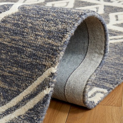 Gray and Ivory Handmade Wool Tufted Runner Rug