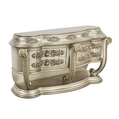 77" Champagne and Gold Ornate Dining Cabinet