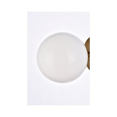 Brass and Frosted White Round Glass Sconce