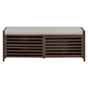 Vynxaria Espresso Shoe Bench with Storage and Cushion for Entryway - 1 of 4