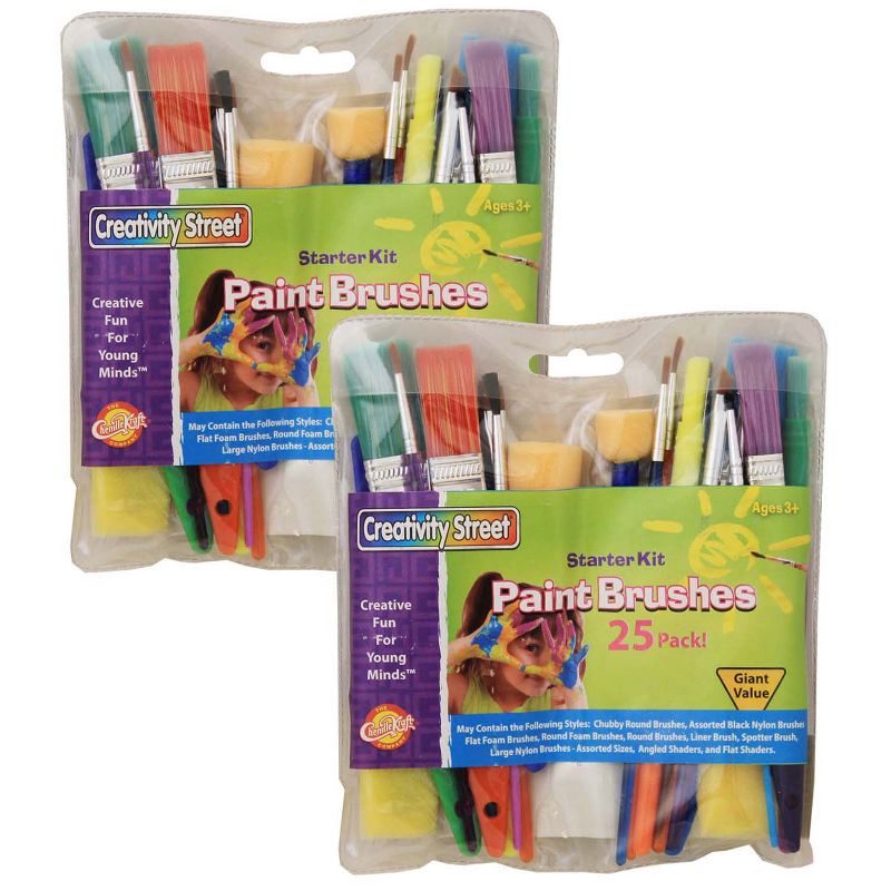 Creativity Street® Beginner Paint Brushes, Door Knob Handles, 4 Assorted Colors, 5" Long, 4 Brushes Per Pack, 3 Packs, 1 of 5