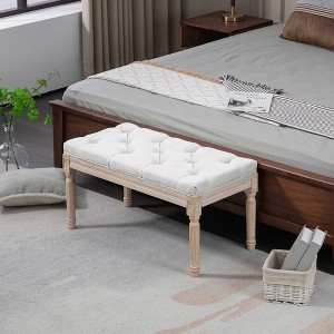 Sapphtopaz Ottoman Bench Modern Tufted Foot Stool with Upholstered End of Bed Bench with Wood Legs for Bedroom and Entryway - 1 of 4