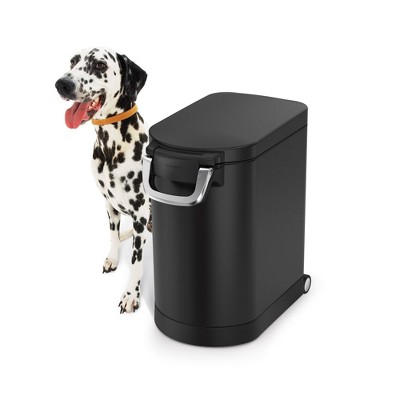 Medium Black Airtight Stainless Steel Pet Food Storage Container