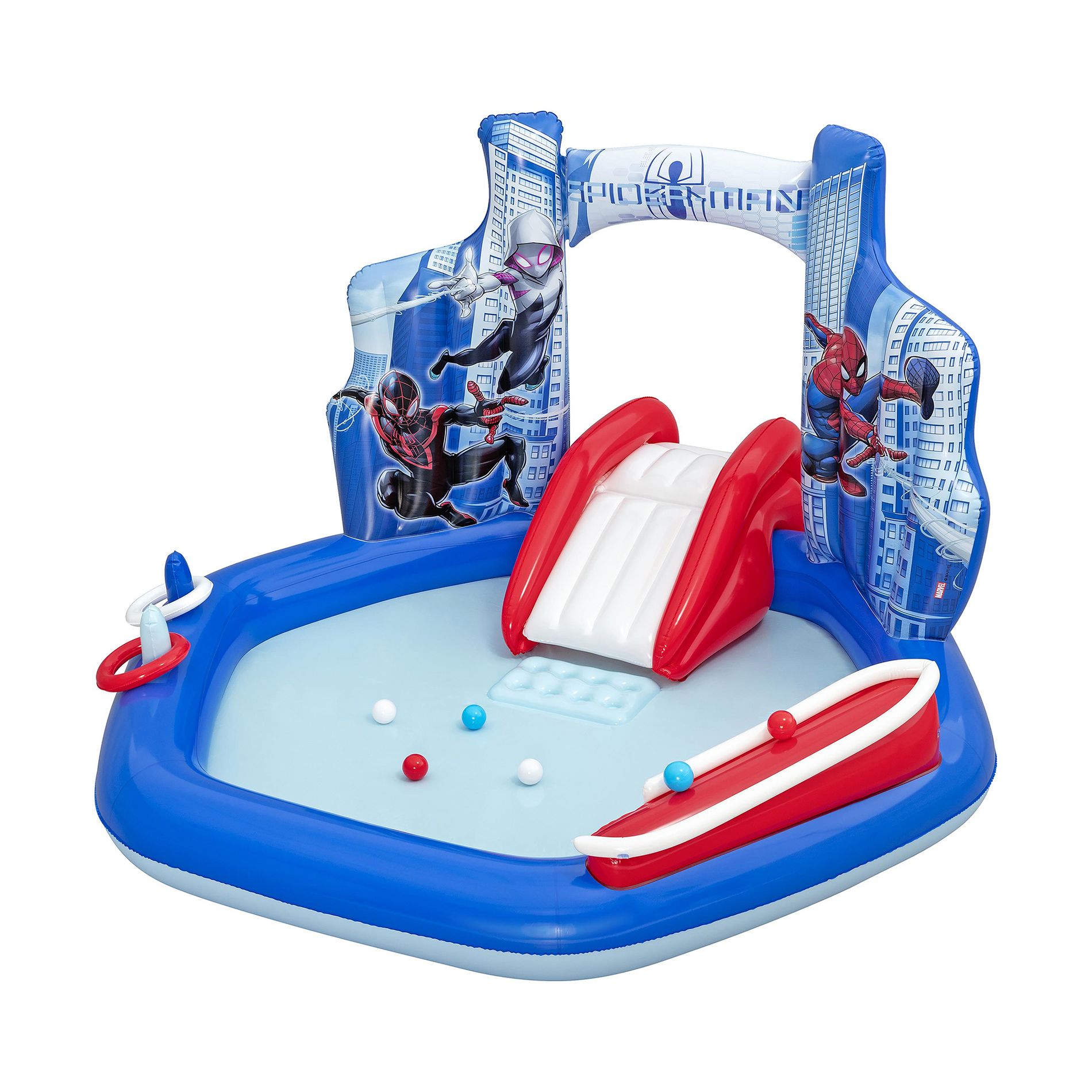Bestway Spider-Man Inflatable Kids Outdoor Water Play Center and Built-In Slide