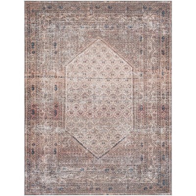 Mark & Day Hayri 7'10"x10'2" Rectangle Washable Woven Indoor Area Rugs Dark Red: Stain-Resistant, Traditional Medallion Design