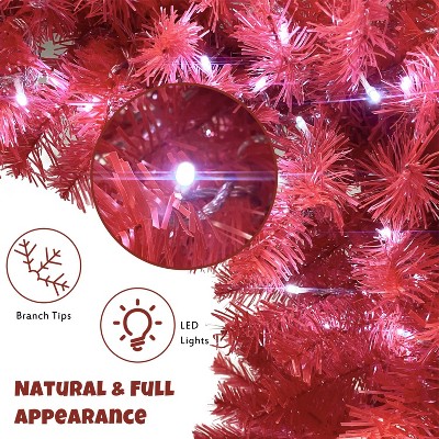 6FT Red and White Bendable Top Christmas Tree with LED Lights