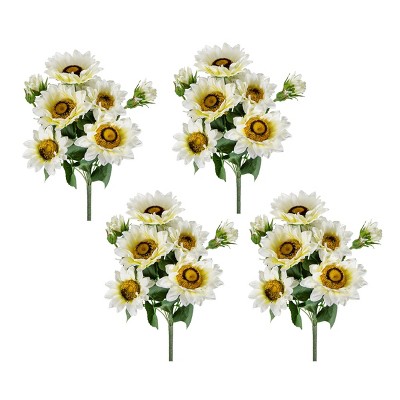 GlasFlength Artificial Plants Small Fake Plants Artificial Cream Sunflower Faux Plants for Indoor Home Decor, Yellow, 10.2"*11"*18.9"