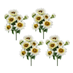 GlasFlength Artificial Plants Small Fake Plants Artificial Cream Sunflower Faux Plants for Indoor Home Decor, Yellow, 10.2"*11"*18.9" - 1 of 4