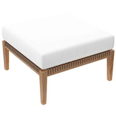 Modway Clearwater Outdoor Ottoman – Solid Teak Wood Patio Footrest with Slatted Top and Weather-Resistant Design