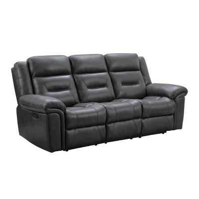 Keizer Leather Triple Power Reclining Sofa Dark Gray - Abbyson Living