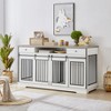 GDFStudio Elvina Modern 66.1'' Furniture Dog Crate TV Cabinet with 2 Drawers and 2 Removable Baffle - 2 of 4