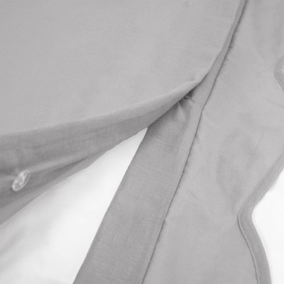 Full/Queen White and Gray Cotton Scallop Edge Duvet Set