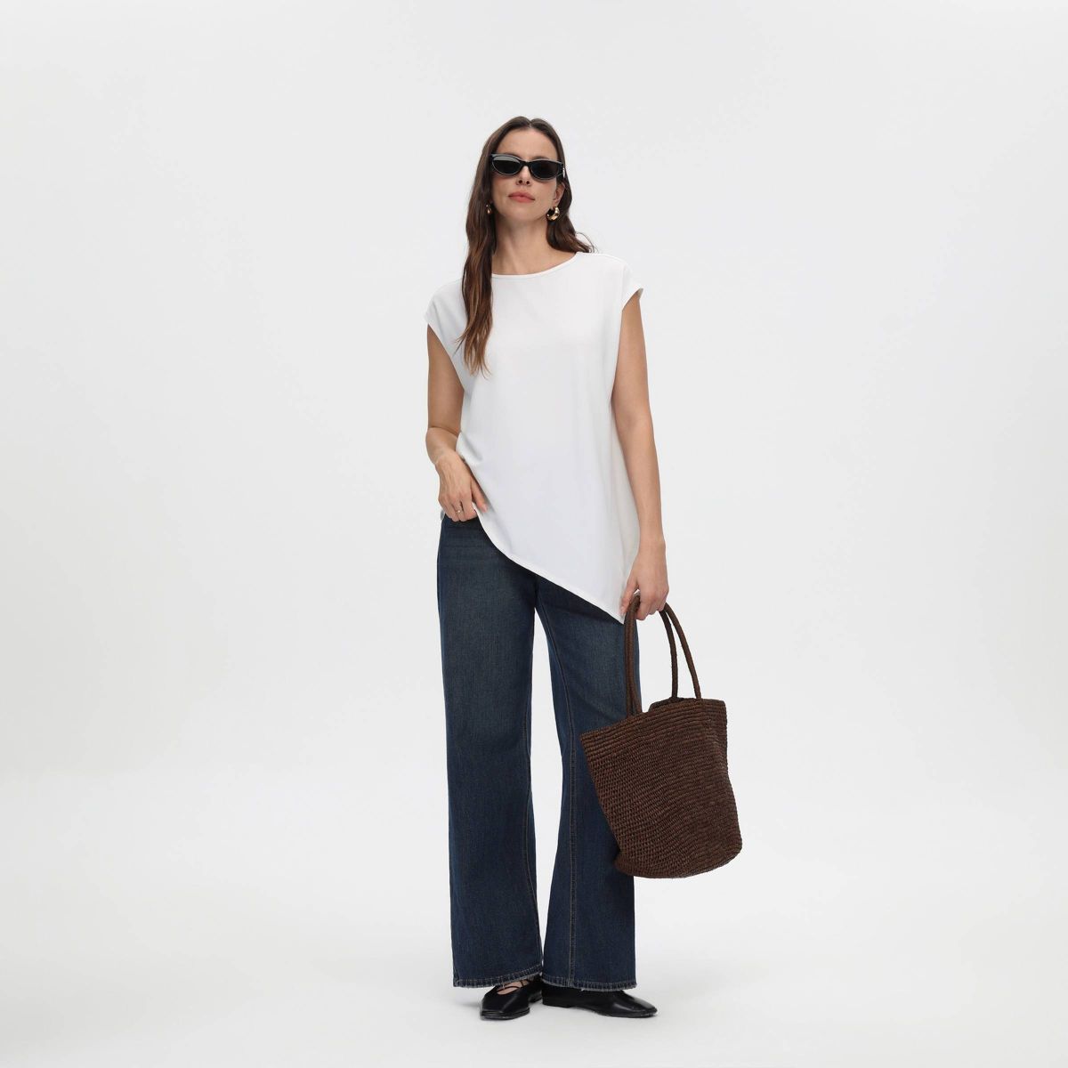 Women's Cap Sleeve Asymmetrical Knit Top - A New Day™ - thumbnail 9