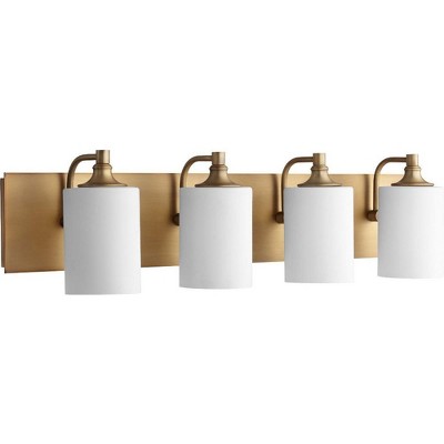 Quorum Lighting Celeste Glass 4-Light Aged Brass Vanity Fixture
