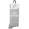 Memoi Women's Be Kind Multicolor Block Letter Crew Sock Gray - 2 of 4