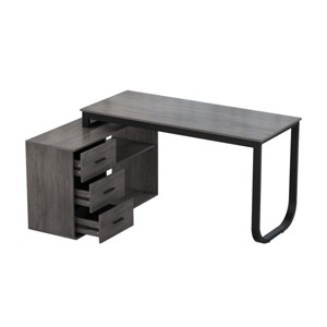 FUFU&GAGA Adjustable L Shaped Study Table Storage Drawers - 1 of 4