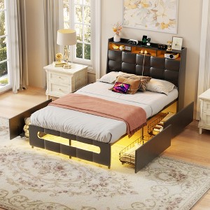 Besiost Bed Frame with Storage Headboard and Charging Station - 1 of 4