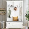 CAVINAS Coat Rack with Storage and Sliding Door Modern Hall Tree with Cushioned Bench, 6 Hooks for Hallway - 2 of 4