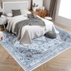 Vintage Washable Floral Printed Area Rug with Non-Slip Backing Farmhouse Oriental Distressed Low Pile Carpet - 3 of 4