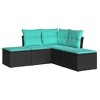 Garden Sofa Set Black PE rattan 5 Piece Set vidaXL - 2 of 3