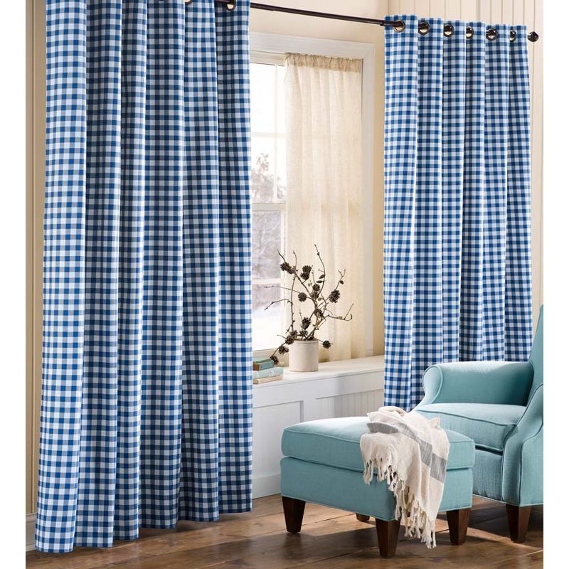 Thermalogicª Check Grommet-Top Double-Wide Curtain Pair, 84"L, 1 of 3