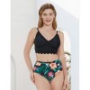 PATPAT Family Matching Solid Scallop Trim Strappy Two-Piece Swimsuit and Allover Floral Print Swim Trunks Shorts - 2 of 4