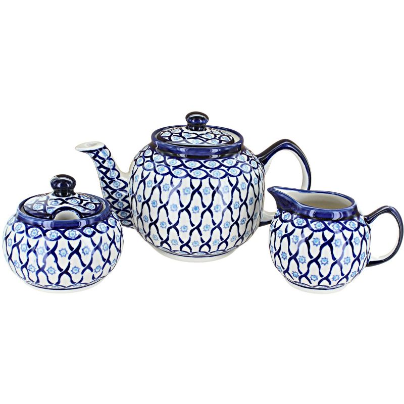 Blue Rose Polish Pottery 5960 Zaklady 3 PC Tea Set, 1 of 2