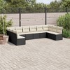 vidaXL 10 Piece Patio Sofa Set with Cushions Black Poly Rattan - Black and Cream Without Table - 2 of 4