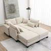 NicBex Modular Sectional Sofas Corduroy Sleeper Couch Set with 4 Pillows and Ottomans for Living Room - 3 of 4