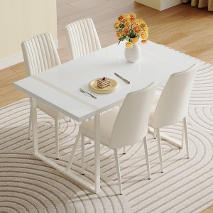 NicBex Dining Table Set for 4 Kitchen Table Cream-Style White MDF Dining Table Set with 4 Armless Chairs for Small Places - 1 of 4