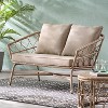 GDFStudio Colmar Outdoor Wicker Loveseat with Cushions, Light Brown/Beige - 2 of 4