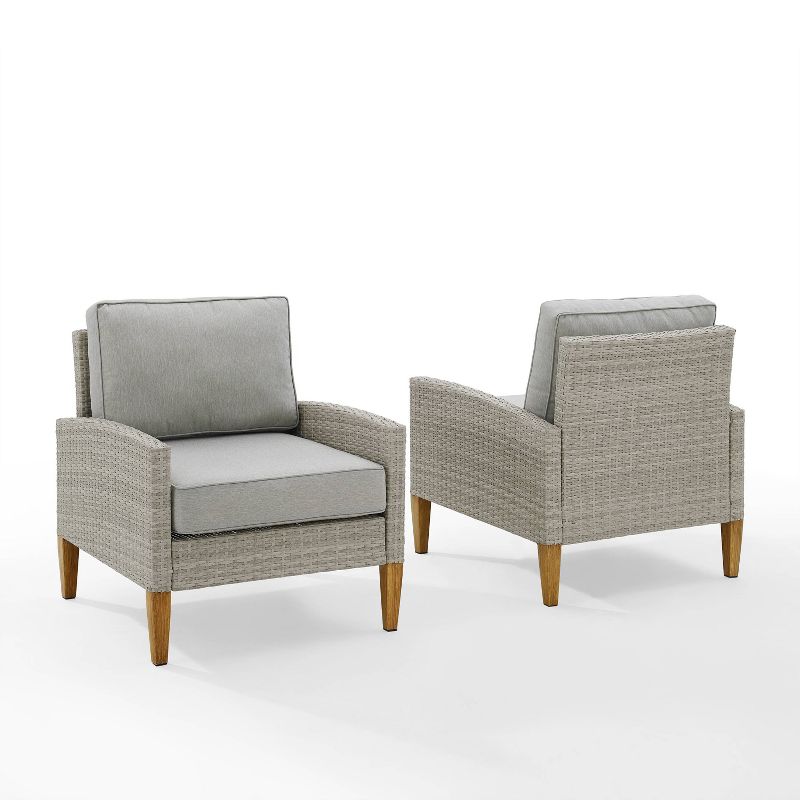 Capella Outdoor Wicker 2 Pc Chair Set Gray/Acorn - Crosley, 3 of 14