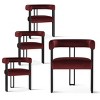 Mia Velvet Dining Chairs Set of 4, Modern Design Armrest Dining Chair with Three Legs for Dining Room, Indoor Furniture - Maison Boucle - 2 of 4