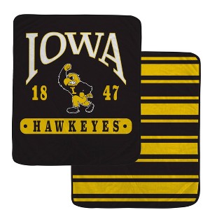 NCAA Iowa Hawkeyes Varsity Plaque Double Sided Royal Plush Blanket - 1 of 1