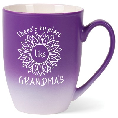 Elanze Designs There'S No Place Like Grandma'S Two Toned Ombre Matte Purple and White 12 ounce Ceramic Stoneware Coffee Cup Mug