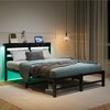 MAYEERTY Full Size Metal & Wooden Headboard Bed Frame ¨C RGB Lights, Outlets & Charger, Storage Shelf, Noise-Free, No Box Spring Needed - 2 of 4