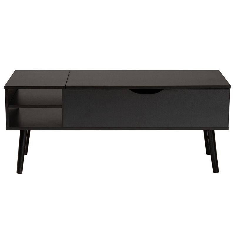 Baxton Studio Roden Modern Two-Tone Black and Espresso Brown Finished Wood Coffee Table with Lift-Top Storage Compartment, 4 of 12