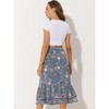 INSPIRE CHIC Women's Chiffon Elastic Waist Ruffle Tiered Flowy Midi Floral Printed Skirts - 4 of 4
