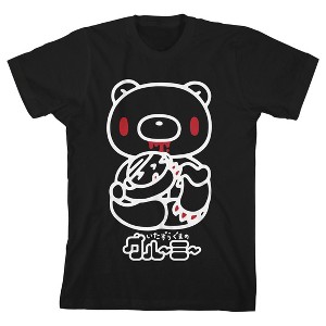 Bioworld Gloomy Bear and Pity White Line Character Art Youth Black Short Sleeve Crew Neck Tee - 1 of 4