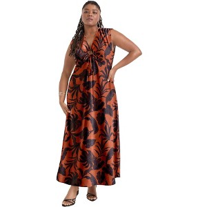 June + Vie by Roaman's Women's Plus Size Empire Waist Midi Dress - 1 of 4