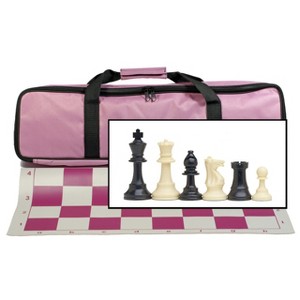 Complete Tournament Chess Set – Plastic Chess Pieces with Roll-up Chess Board and Travel Canvas Bag - 1 of 4